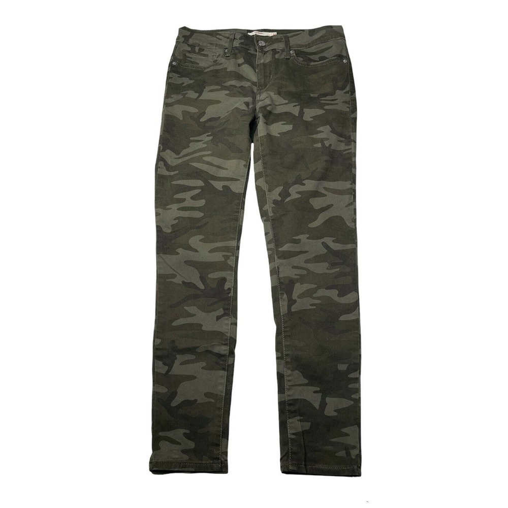 Womens Levi's 711 Skinny Green Camo Stretch Ankle Denim Jeans Size 28